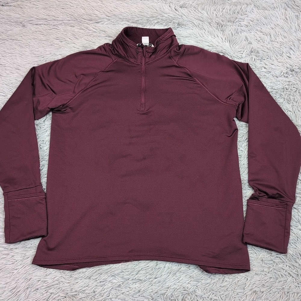 Athleta Sweatshirt Womens L Maroon Lightweight Athletic Running Thumb Hole